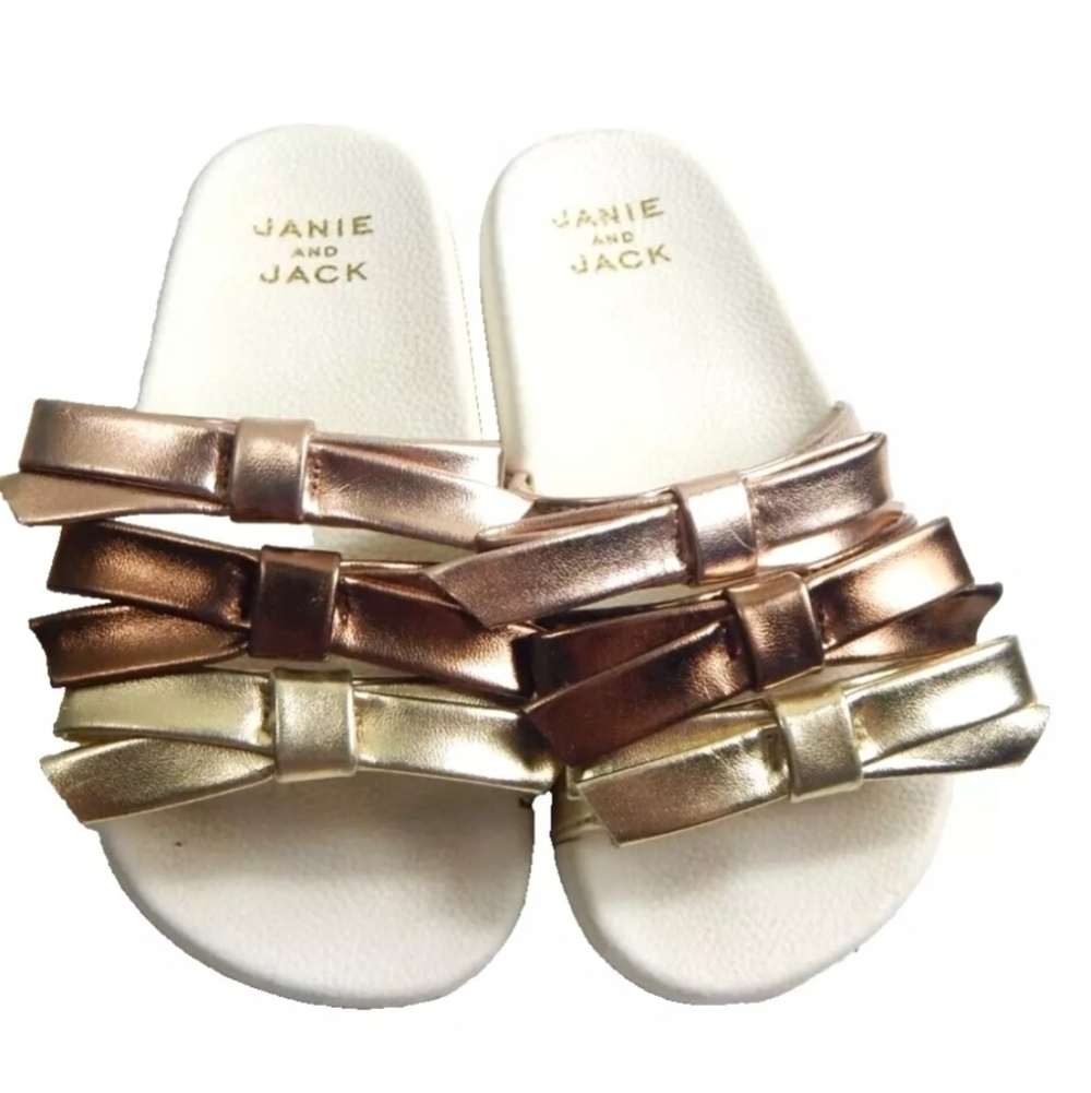 Janie and Jack Gold Bow Slide Sandals